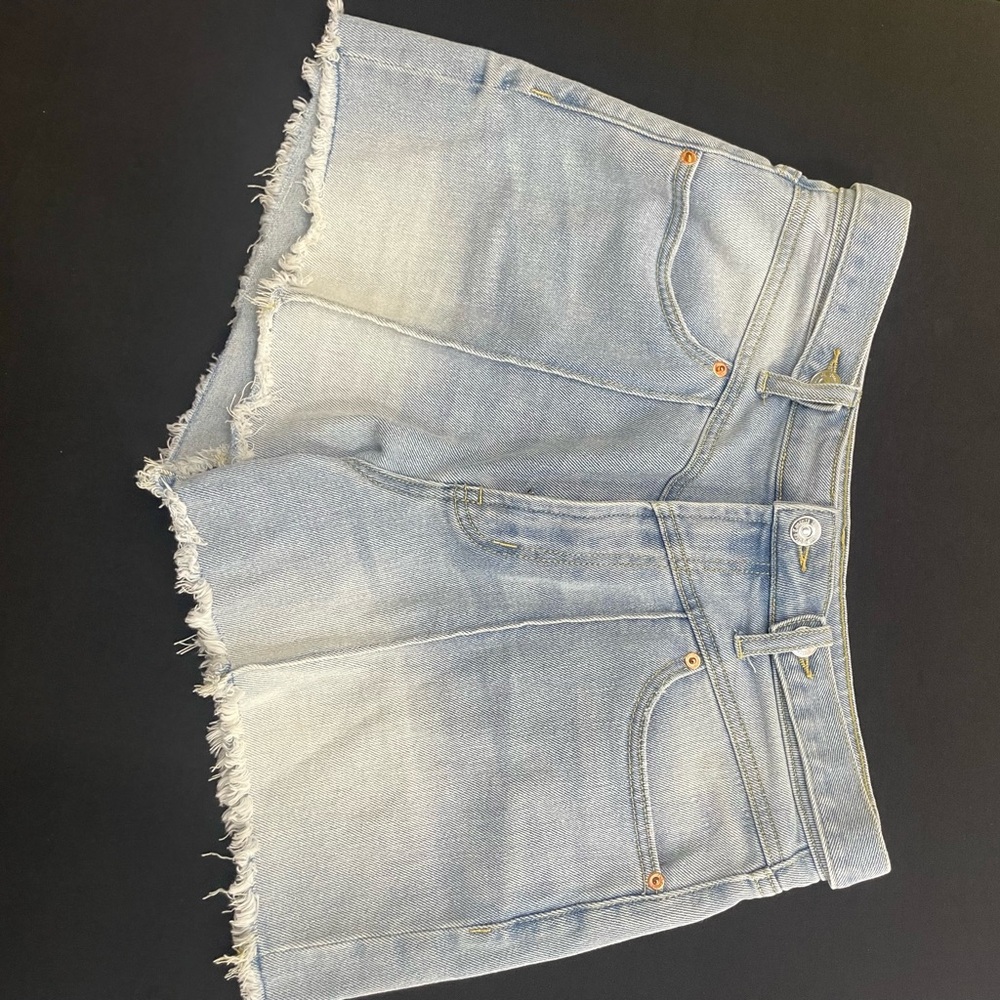 Juicy Couture Blue Jean Shorts with Distressed Frayed Hem
